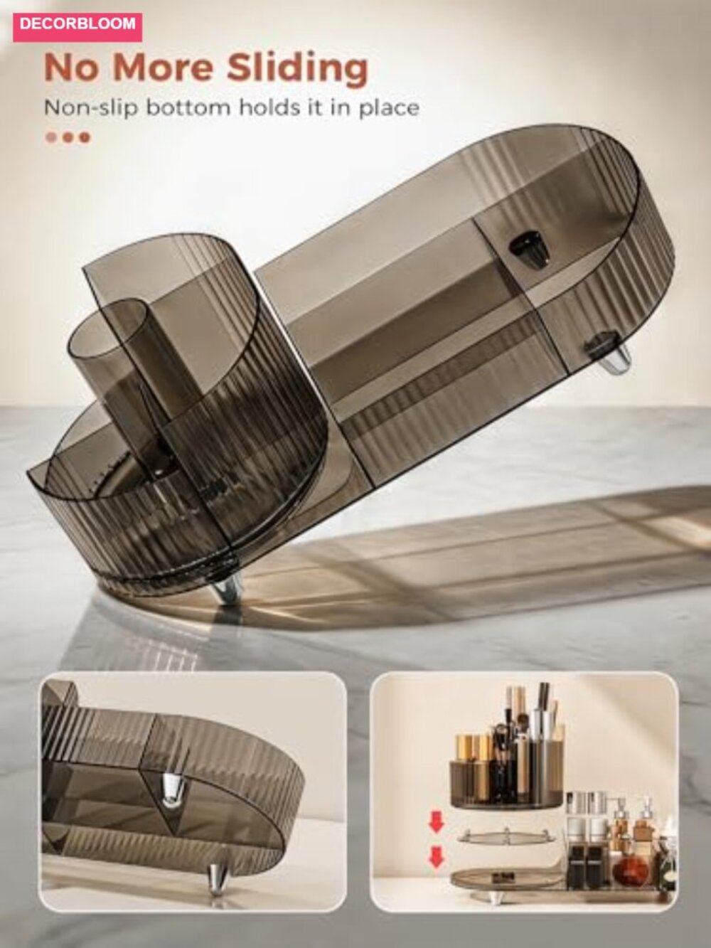 360 Rotating Acrylic Cosmetic Display Case Large Capacity Makeup Organizer - Picture 2 of 6